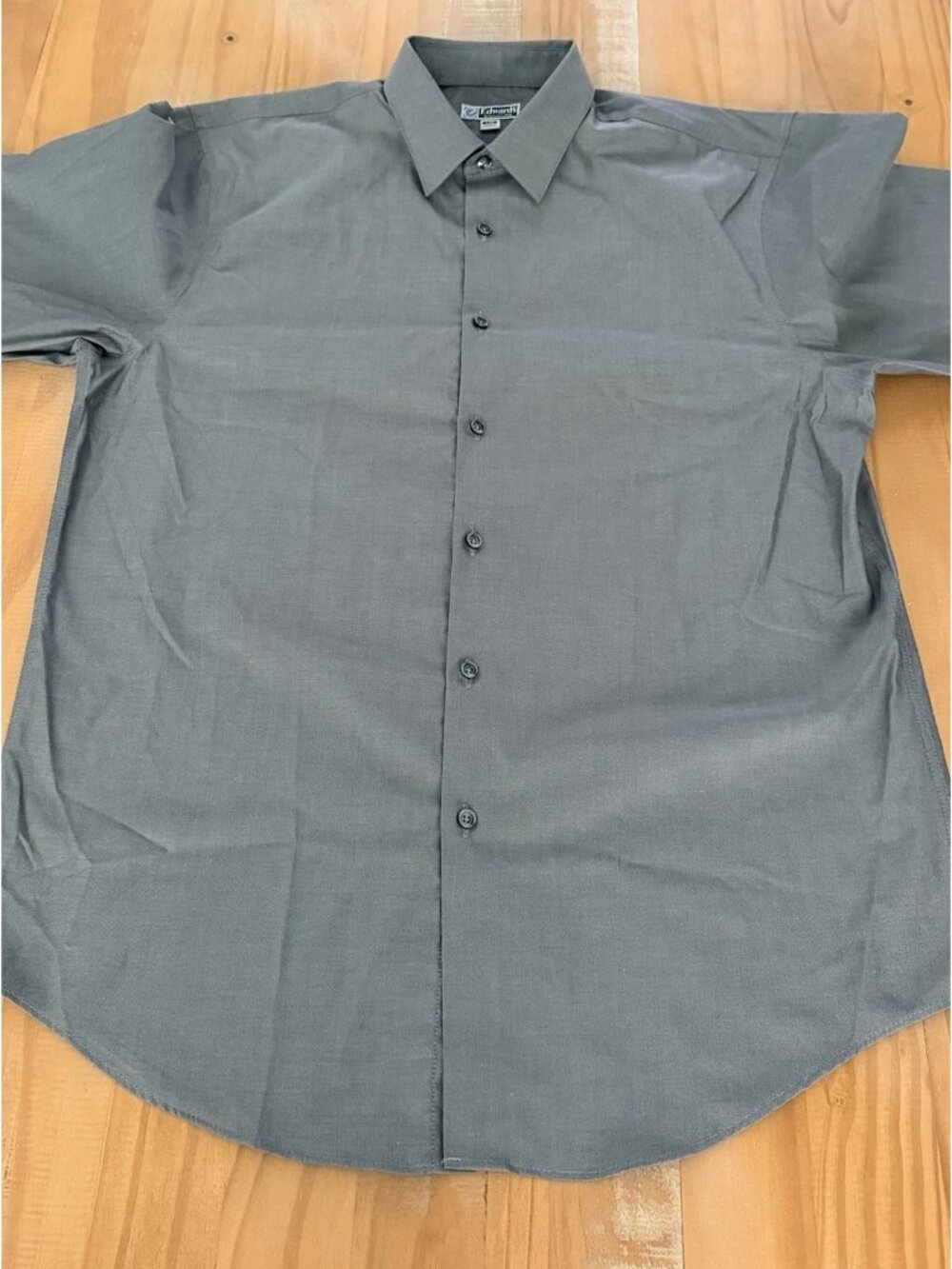 Edwards Signature Dress Shirt Mens Size 35 L Grey Long Sleeve NWOT